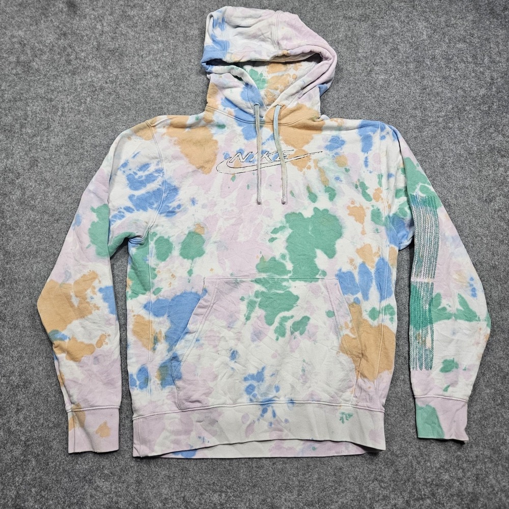 Nike Men Sportswear Club Fleece Ice-Dye Pullover Hoodie‎ Photo Blue Size Small